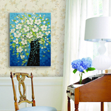 新款DIY手绘数字油画立体抽象花卉花簇花瓶客厅卧室装饰画田园风
