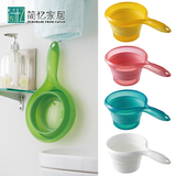日本进口硅胶可折叠舀水勺创意水瓢婴儿洗头杯洗澡勺长柄花洒浴勺