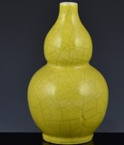 清晚期黄哥釉葫芦瓶 古董古玩瓷器古瓷器精品包老