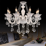 白色欧式水晶吊灯客厅餐厅现代简约水晶灯时尚田园公主卧室灯具