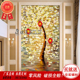 艺术玻璃 彩绘雕刻钢化工艺 屏风隔断过道玄关客厅背景墙 发财树
