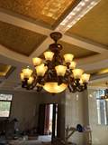 欧式别墅客厅大吊灯复古美式田园复式楼餐厅吊灯古铜色树脂吊灯具