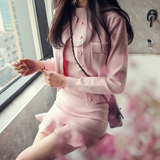 【天天特价】韩版修身长袖针织开衫女毛衣外套鱼尾连衣裙两件套装