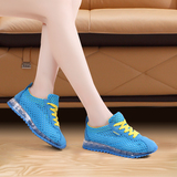 夏季新双网面鞋女韩版女大童大码厚低童户外休闲运动鞋透气荧光鞋