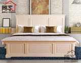 美式实木水曲柳床现代婚床地中海白色做旧双人床1.5 米1.8米定制