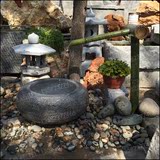 花园林庭院日式流水钵水景观装饰青石头花盆鱼缸石槽石雕户外水池