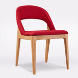 北欧现代原木水曲柳实木椅 酒店工程咖啡厅靠背休闲布艺创意坐椅