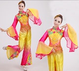 秧歌服演出服2015新款民族舞蹈服装现代古典扇子舞伞舞表演服女夏