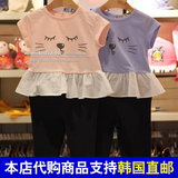 pawinpaw韩国代购2016夏装新款女童装儿童两件套装宝宝小孩子衣服