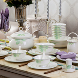 餐具套装碗盘 景德镇陶瓷家用56头骨瓷餐具简约碗碟中式结婚礼品