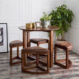 现代简约欧式宜家铁艺复古实木餐桌椅组合小户型咖啡厅奶茶店桌椅