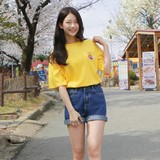 韩国ulzzang短袖原宿bf风学生上衣服大码宽松可爱鸡蛋牛奶T恤女夏