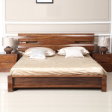 乌金木床全实木床1.8米双人床新款厚重款中式家具婚床胡桃木色