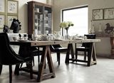 美式乡村工业风全实木复古餐桌写字台咖啡桌长桌会议桌办公电脑桌