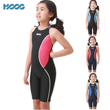 新款HOOG韩国专柜同款正品女童五分连体显瘦专业时尚舒适训练泳衣