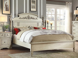 外贸出口原单美式欧式实木家具美式仿古白双人床1.8米床床头柜