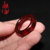 弥勒佛珠 印度小叶紫檀戒指红木指环素面光面圆环复古手工打磨