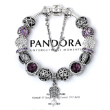 潘多拉PANDORA S925纯银紫色系成品蛇骨手链女 送女友配包装
