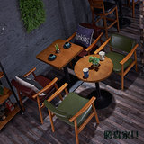北欧 咖啡厅桌椅 主题西餐厅茶餐厅实木桌椅 奶茶店餐椅美式复古