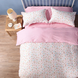 缦色 可爱卡通粉色公主纯棉被套四件套 韩版床单全棉小羊床上用品