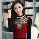2016女士韩版新款秋装蕾丝打底衫女长袖秋衣外穿半高领上衣服小衫