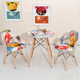 伊姆斯布藤面椅子现代时尚休闲餐椅创意办公洽谈椅咖啡桌椅三件套