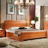 正品包邮 实木床双人床橡木床现代中式高箱储物床1.5米床1.8米