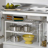 不锈钢可伸缩下水槽架子微波炉厨房置物架橱柜收纳碗碟架锅架层架
