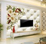现代简约软包电视背景墙壁纸客厅大型壁画3D立体玫瑰影视墙布定制
