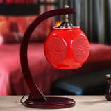景德镇陶瓷灯中国风红色创意卧室床头灯结婚庆礼物中式复古台灯具