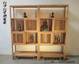 新中式老榆木免漆书柜书架实木免漆展示架实木货架自由组合家具
