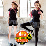 韩国透气显瘦瑜伽服三件套装速干运动健身房短裤春夏款紧身短袖女