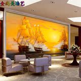 3D大型壁画卧室沙发客厅电视背景墙纸壁纸欧式油画风景地中海帆船