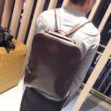 2016新款男士双肩包韩版潮流时尚疯马皮书包休闲学生书包旅行包包