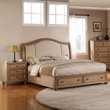 美式全实木双人床1.8米 婚床现货抽屉储物纯橡木1.5米布艺软靠床