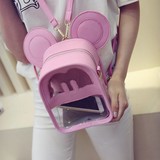韩版夏季时尚沙滩双肩包卡通米老鼠三用单肩手机包超萌透明书包