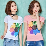30岁女装夏装2016新款韩版紧身t恤女夏季短袖短装网纱上衣修身潮