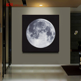 月球北欧风景装饰画黑白现代简约客厅挂画卧室床头画餐厅壁画有框