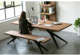 美式loft工作室餐桌办公桌 复古实木桌椅组合 北欧设计师条桌包邮