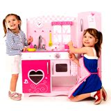 可来赛儿童大号厨房套装木制质厨具橱柜餐具台做饭女孩过家家玩具