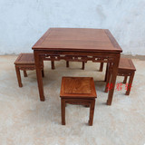 红木家具餐桌八仙桌实木复古四方棋牌桌花梨木饭桌正方形餐台凳子