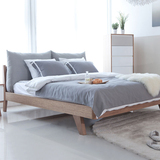北欧床实木双人床2米2.2米大床 现代中式床1.8米全实木加宽床1.5m