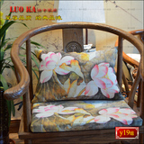 中式家居布艺红木单人沙发垫坐垫飘窗垫5cm厚度布艺尺寸订做 荷花