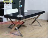 简约现代时尚烤漆定做书桌创意不锈钢脚架办公桌电脑桌家用写字台