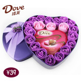 德芙巧克力礼盒装送女友心语心印进口玫瑰花香皂花情人节生日礼物