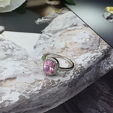 欧美气质时尚新款2克拉粉钻仿真钻石戒指925纯银包镶钻女结婚钻戒
