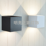 简约现代方形黑白床头卧室客厅创意LED壁灯背景墙KTV酒店过道壁灯