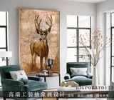 设计师推荐 宜家北欧麋鹿装饰画  美式壁画 沙发客厅背景墙挂画