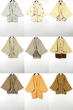 秋冬装复古古着vintage浅黄色日系和风格纹手工开衫和服毛衣外套