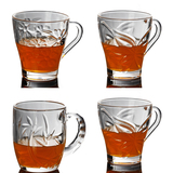 耐热玻璃茶杯家用水杯创意玻璃杯带把啤酒杯加厚透明花茶杯泡茶杯